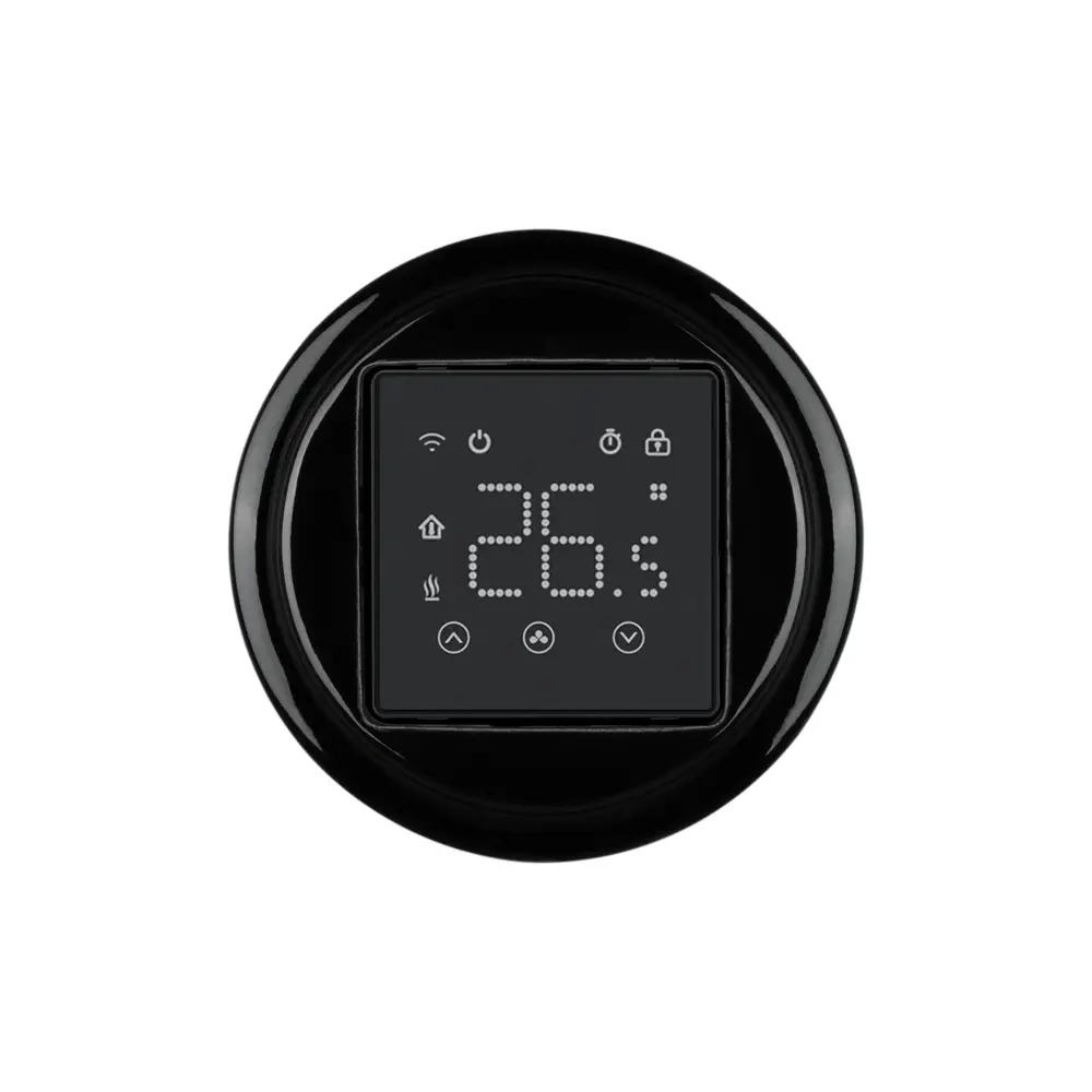 FND 55X55MM ADAPTER BLACK PORCELAIN + HEBER HT-155B DIGITAL FLOOR AND ROOM THERMOSTAT